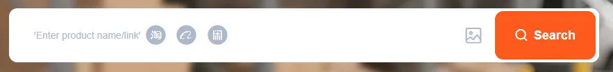 Agent search input with placeholder text inviting a product name or link, platform icons, an image search icon and a Search button.