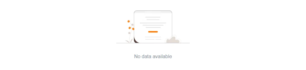 An empty state illustration of a blank document with the caption no data available.